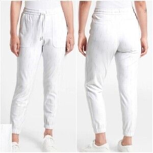 Athleta Joggers Womens 24 White Farallon Printed High Waist Elastic Ankles
